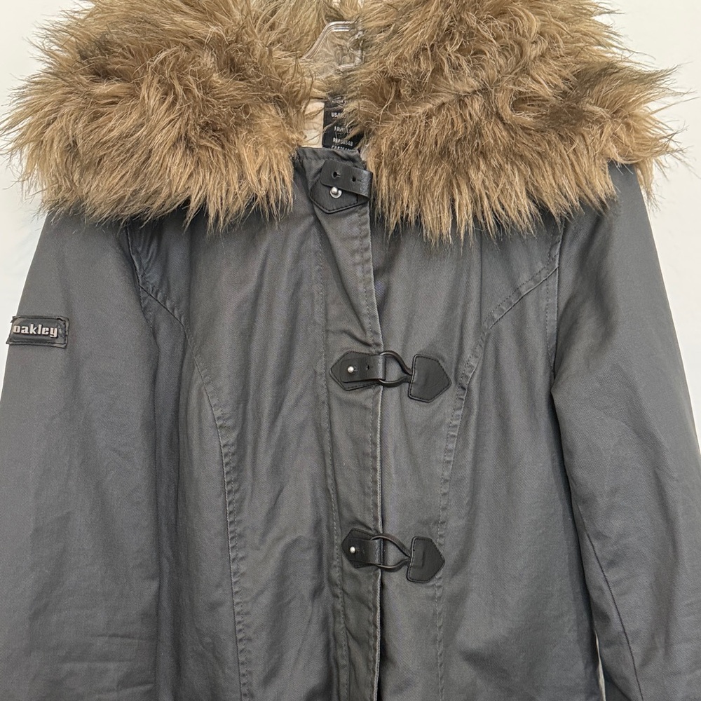 Oakley Parka Anorak Coat with Faux Fur Lined Hood Size XS - Picture 2 of 12